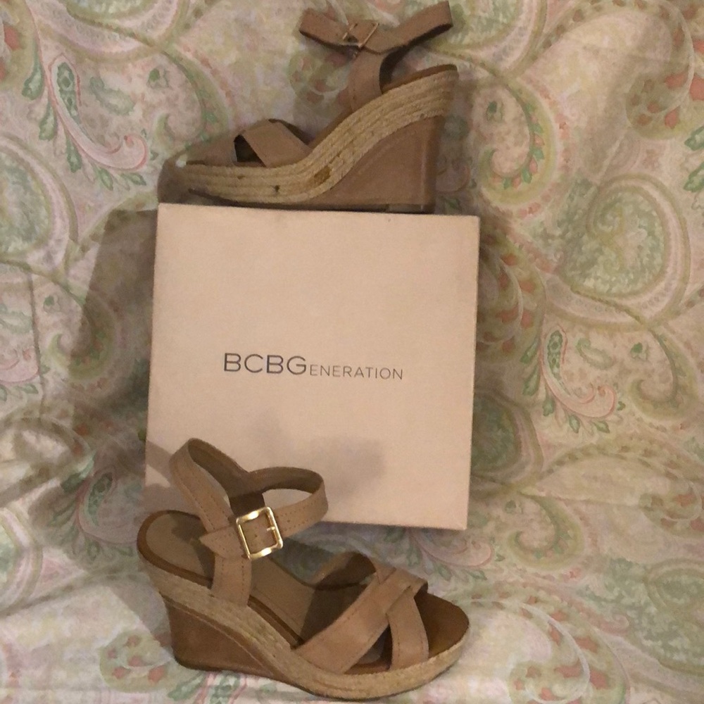 BCBGeneration Tan Wedge Sandals